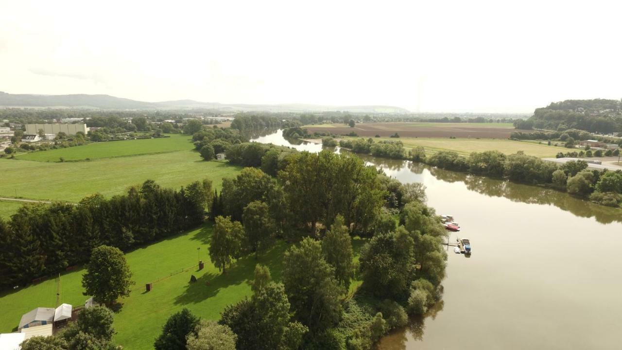 Weserwohnung - Bootshaus Urlaub Am Wasser Hamelin Exteriör bild